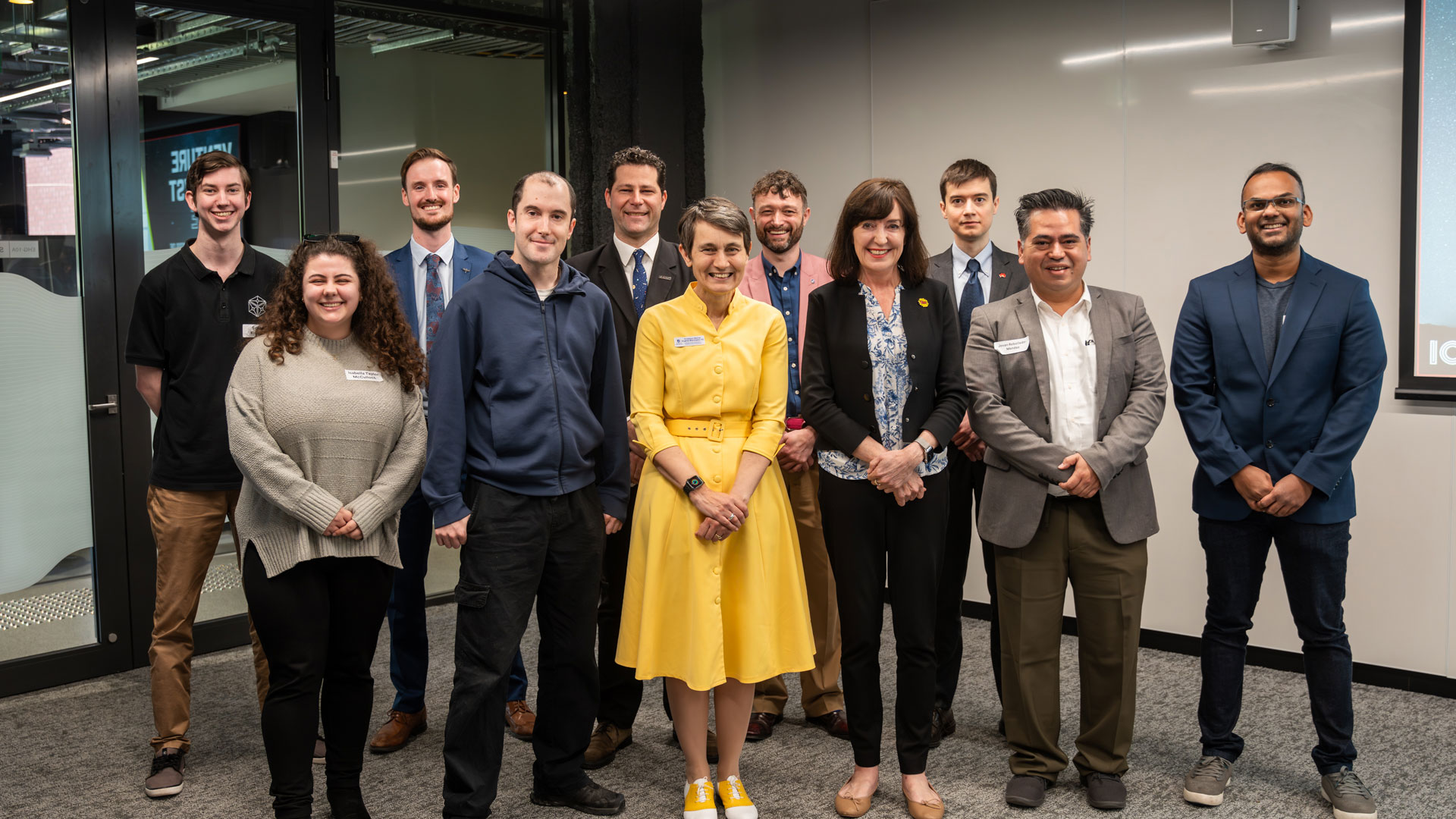 Graduates with UniSA's Professor Marnie Hughes-Washington AO, Standing Acting Vice Chancellor & Deputy Vice-Chancellor of Research and Enterprise, the Honourable Susan Close MP, Deputy Premier of South Australia and UniSA’s Deputy Director: Business Incubation Craig Jones